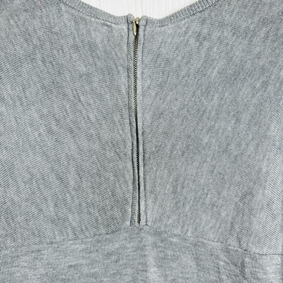 Joan Vass Gray Cashmere Rayon Blend Sweater Top Long Sleeve Zip Back Size Medium - Picture 3 of 11